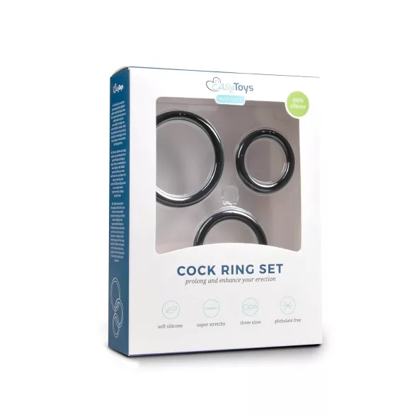 Easytoys - set de cockrings - 3 pièces - silicone noir