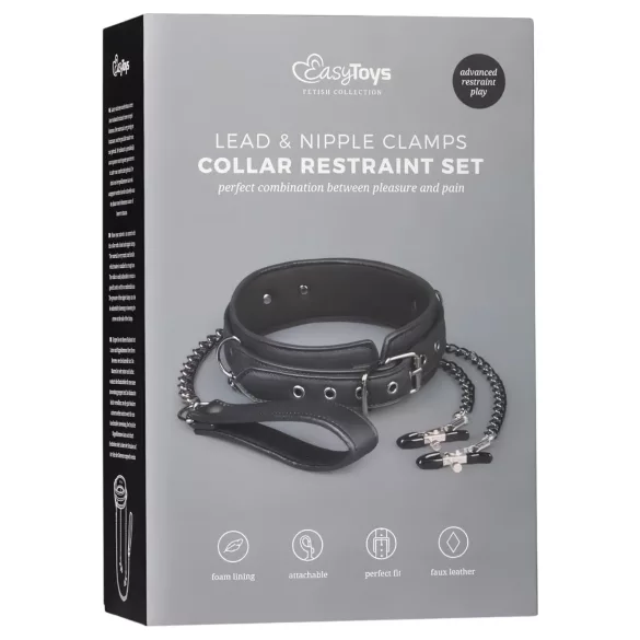 Easytoys - set pinces tétons avec collier et laisse - 4 pièces