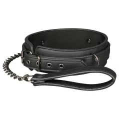 Easytoys - collier fétiche avec laisse - cuir noir