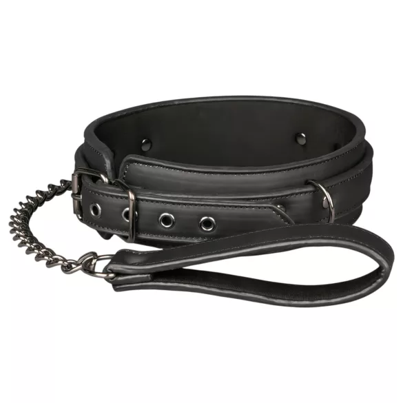Easytoys - collier fétiche avec laisse - cuir noir
