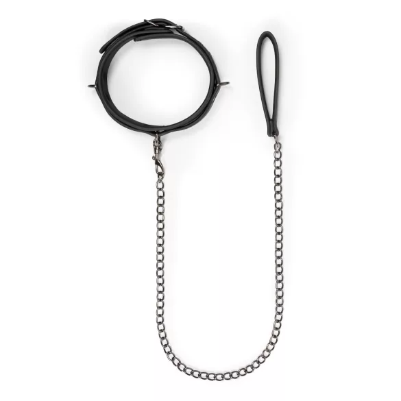 Easytoys - collier fétiche avec laisse - cuir noir
