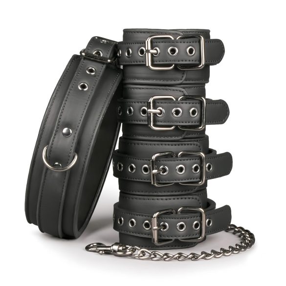 Easytoys - Ensemble collier, menottes et entraves (noir)