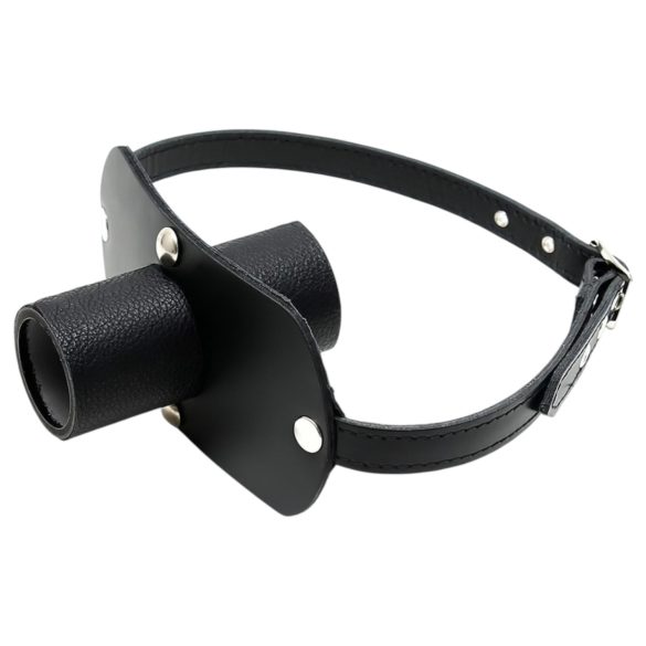 Rimba - mors en cuir véritable avec tube (noir)