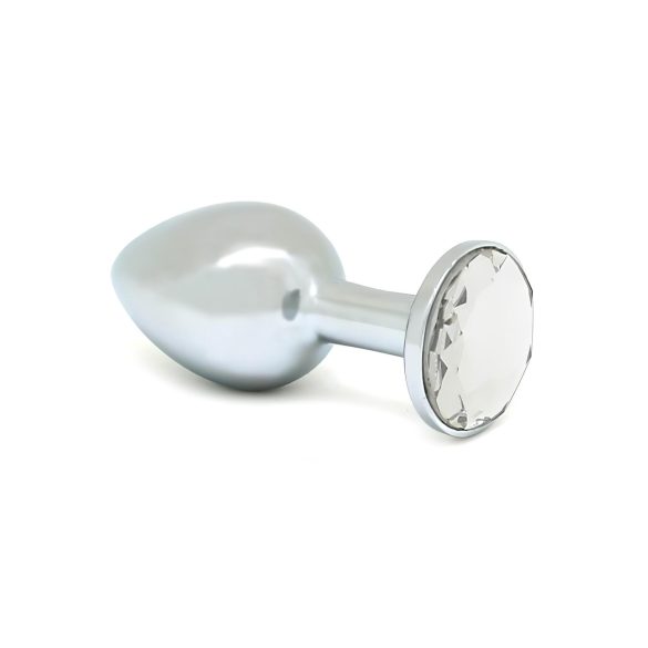 Rimba XS - plug anal en métal argenté avec pierre transparente