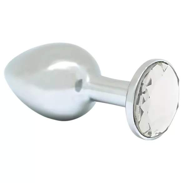 Rimba XS - plug anal métallique avec pierre transparente (argent)