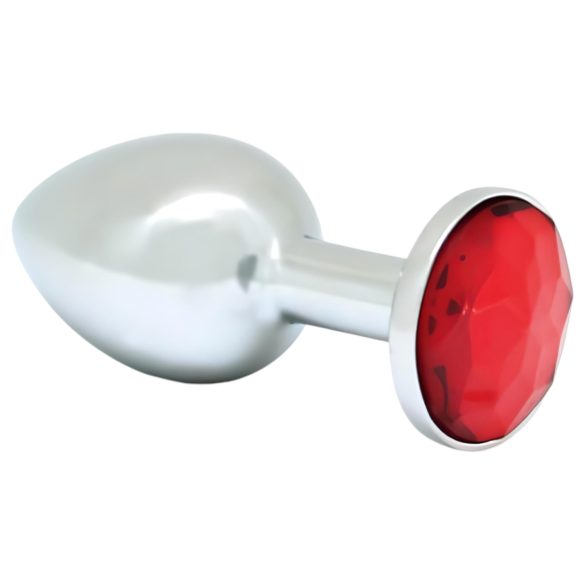 Rimba XS - plug anal en métal argenté avec pierre rouge