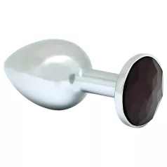 Rimba XS - plug anal métallique argenté à pierre noire