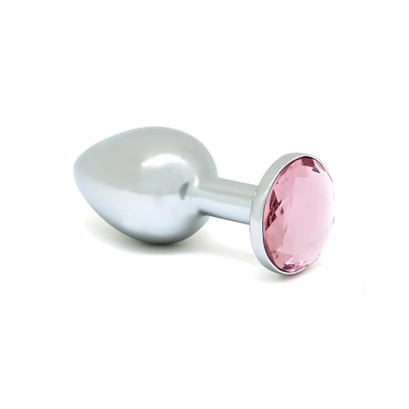 Rimba XS - Plug anal en métal argenté avec pierre rose