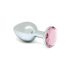 Rimba XS - plug anal argent, pierre rose