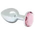 Rimba XS - plug anal en métal avec pierre rose (argent)