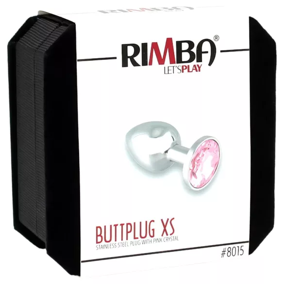 Rimba XS - plug anal en métal avec pierre rose (argent)