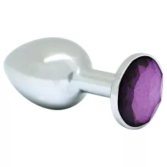 Rimba XS - plug anal en métal avec pierre violette (argent)
