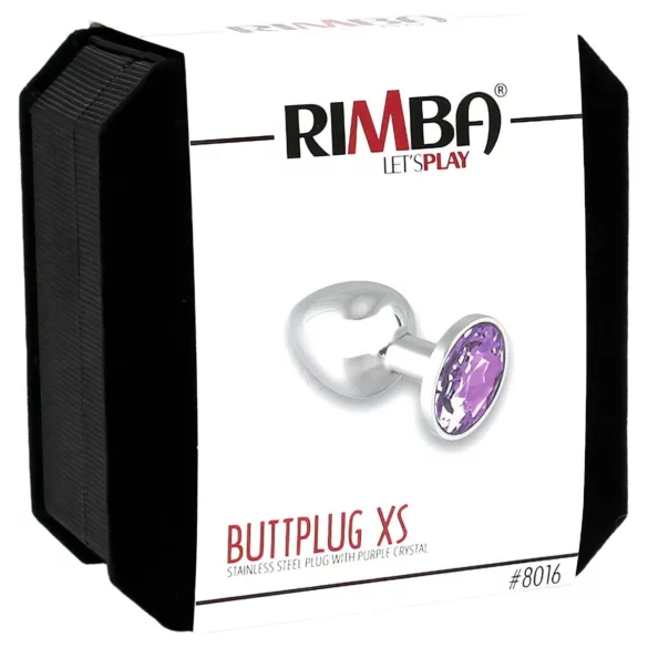 Rimba XS - plug anal en métal avec pierre violette (argent)