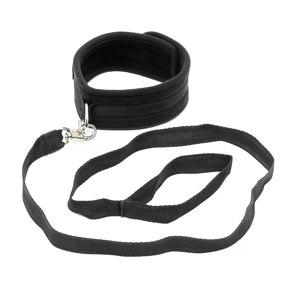 Rimba Soft - collier et laisse doux - simili cuir noir