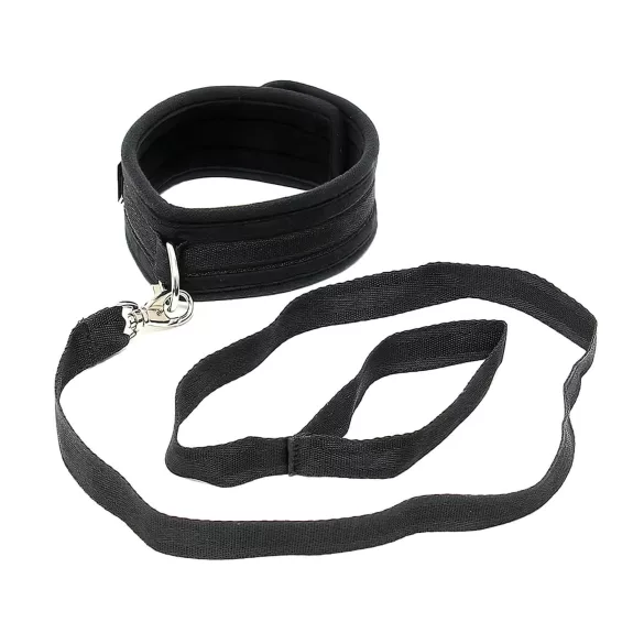 Rimba Soft - collier et laisse doux - simili cuir noir