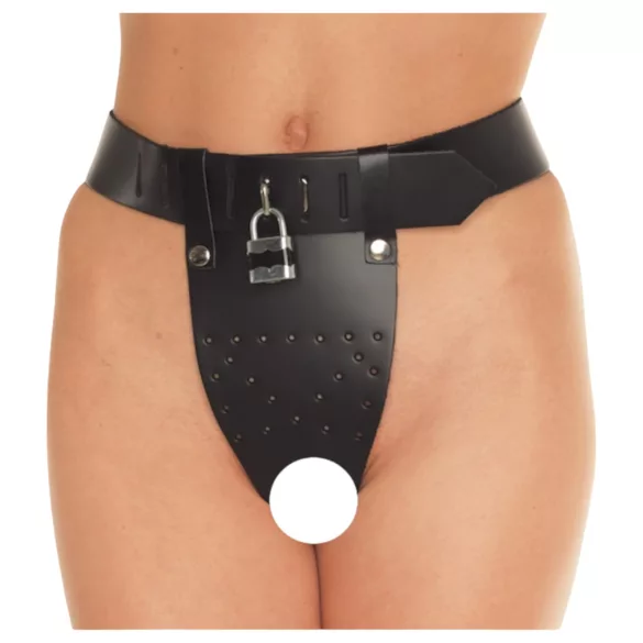 Rimba - Ceinture de chasteté ouverte en cuir (noir) - M/L