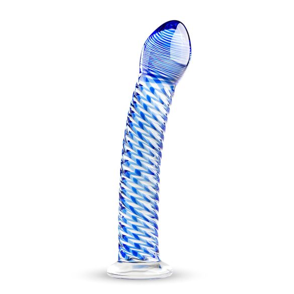 Gildo Glass No. 5 - dildo en verre spiralé (transparent-bleu)