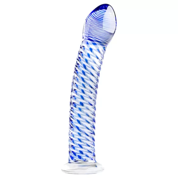 Gildo Glass No. 5 - godemichet en verre spirale - transparent bleu