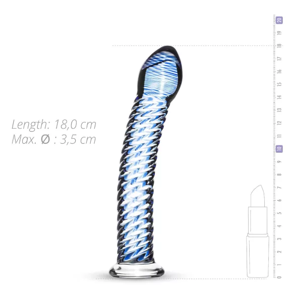 Gildo Glass No. 5 - godemichet en verre spirale - transparent bleu