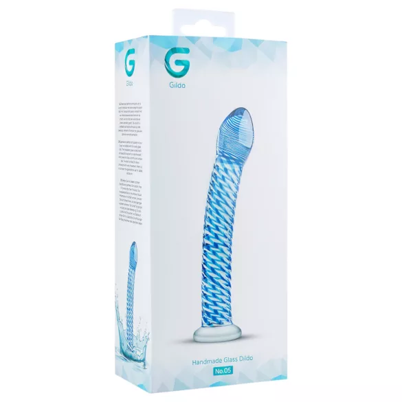 Gildo Glass No. 5 - godemichet en verre spirale - transparent bleu