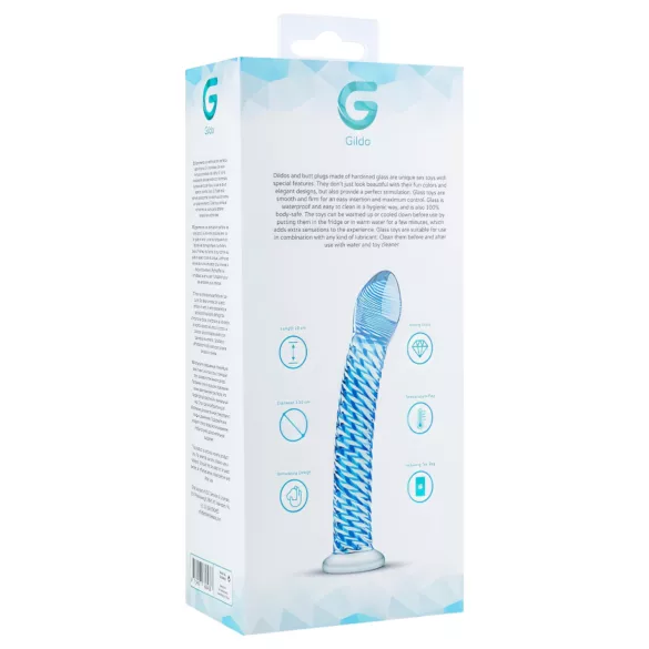 Gildo Glass No. 5 - godemichet en verre spirale - transparent bleu