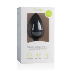 Easytoys Diamond - plug anal grand noir à pierre blanche