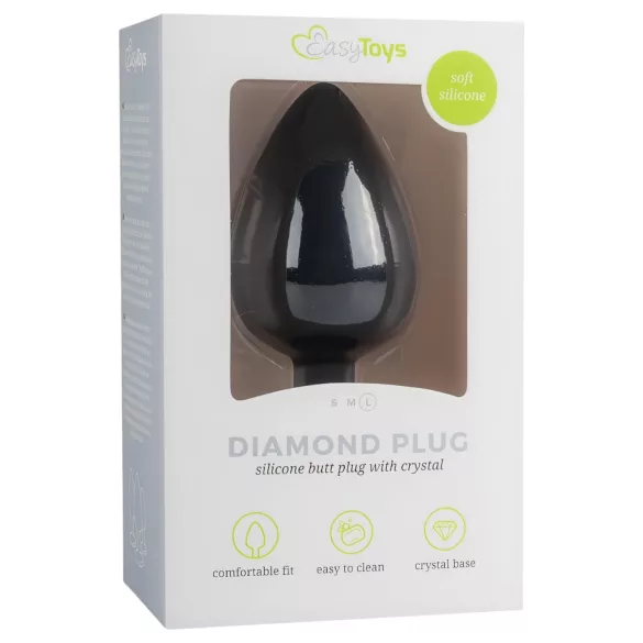 Easytoys Diamond - plug anal bijou - grande taille - noir