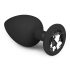 Easytoys Diamond - plug anal grand noir à pierre blanche