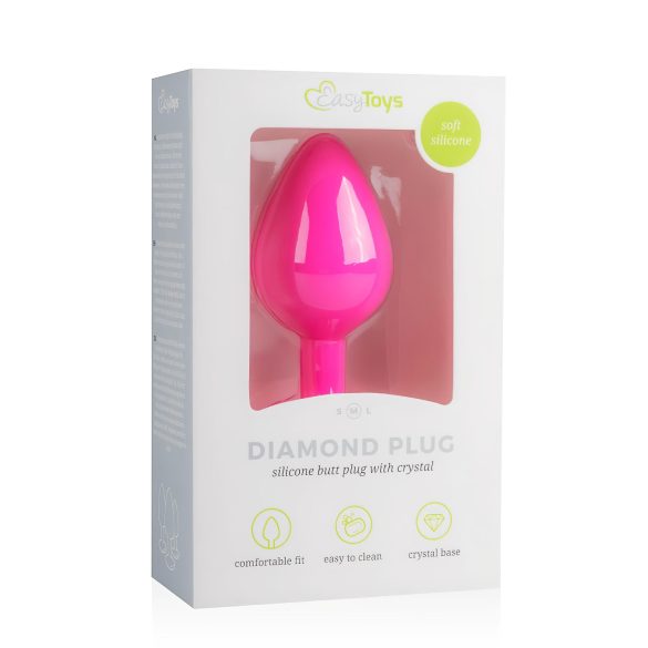 Easytoys Diamond - plug anal moyen à pierres blanches - rose