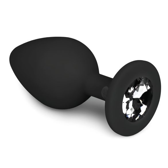 Easytoys Diamond - plug anal avec pierre blanche - taille moyenne - noir