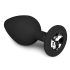 Easytoys Diamond - plug anal noir à pierre blanche (moyen)