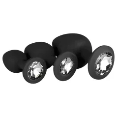Easytoys - set de plugs anaux - strass - silicone noir