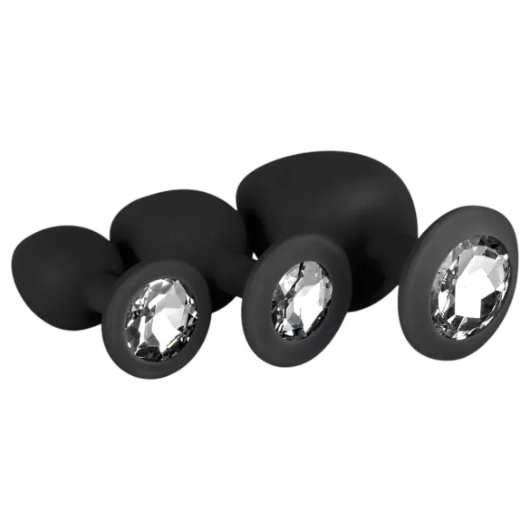 Easytoys - set de plugs anaux - strass - silicone noir