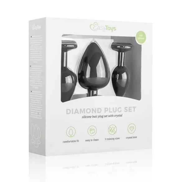 Easytoys - set de plugs anaux - strass - silicone noir