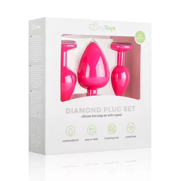 Easytoys Diamond - plug anal set - silicone rose