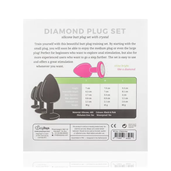 Easytoys Diamond - plug anal set - silicone rose