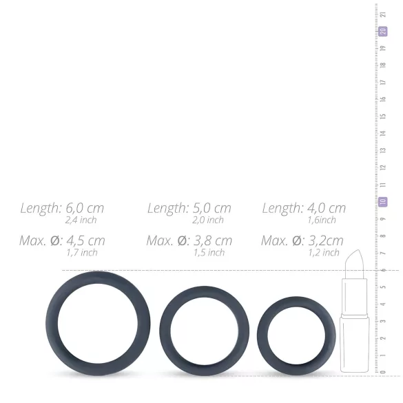 Boners - anneaux péniens silicone - set de 3 pièces - gris
