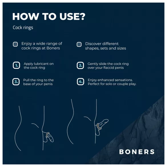 Boners - anneaux péniens silicone - set de 3 pièces - gris