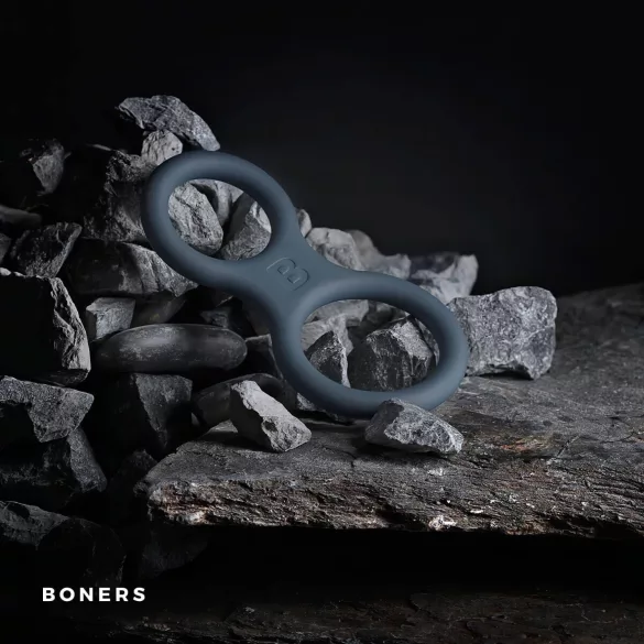 Boners Classic - cockring double pénis et testicules - gris