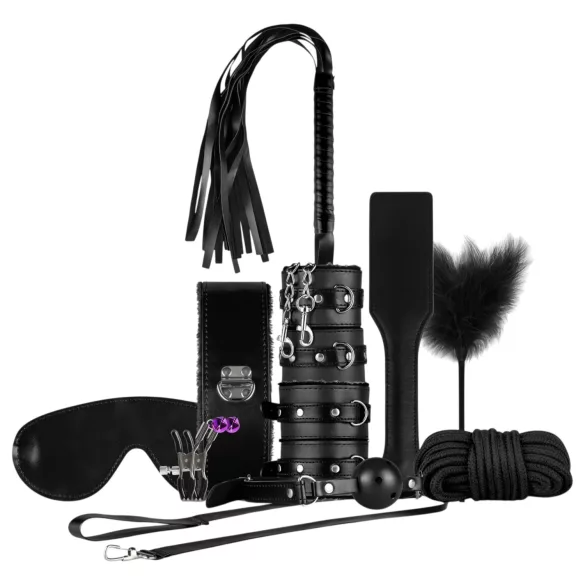 Coffret Secret Pleasure - kit BDSM avancé - 14 pièces (noir)