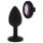 Plug anal noir en silicone, pierre violette.