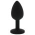 Plug anal noir en silicone, pierre violette.