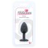 Plug anal noir en silicone, pierre violette.