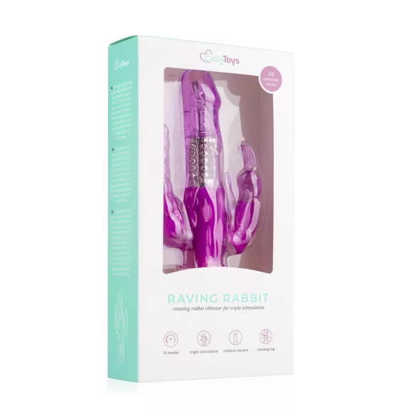 Easytoys Raving Rabbit - vibromasseur triple branches (rose)