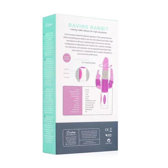 Easytoys Raving Rabbit - vibromasseur triple branches (rose)