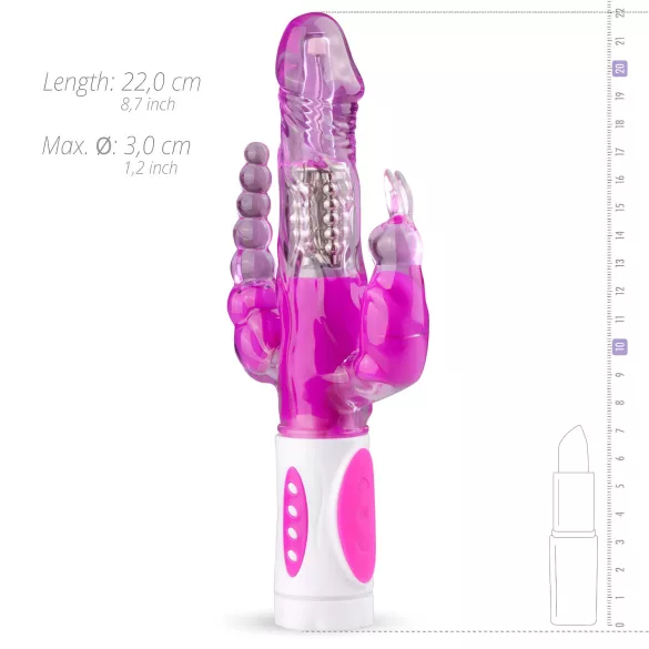 Easytoys Raving Rabbit - vibromasseur triple branches (rose)