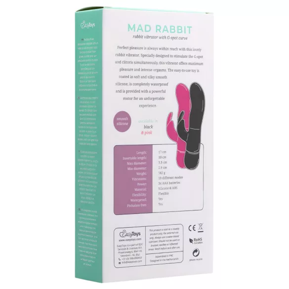 Easytoys Mad Rabbit - vibromasseur lapin stimulateur clitoris - silicone rose