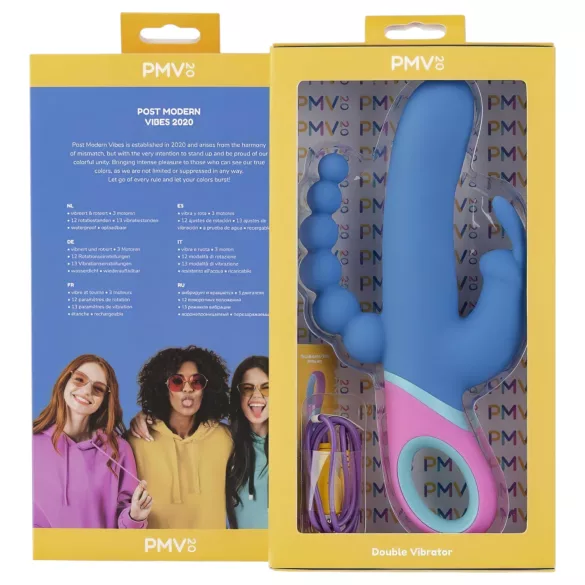 PMV20 Vice Double - vibromasseur triple stimulation rotatif - silicone bleu