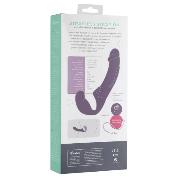 Easytoys - gode ceinture vibrant rechargeable sans harnais - violet