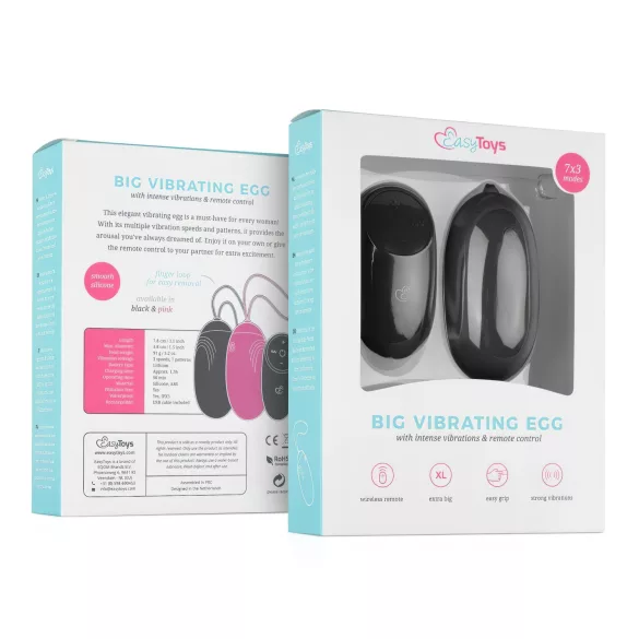 Easytoys - œuf vibrant télécommandé rechargeable étanche - noir